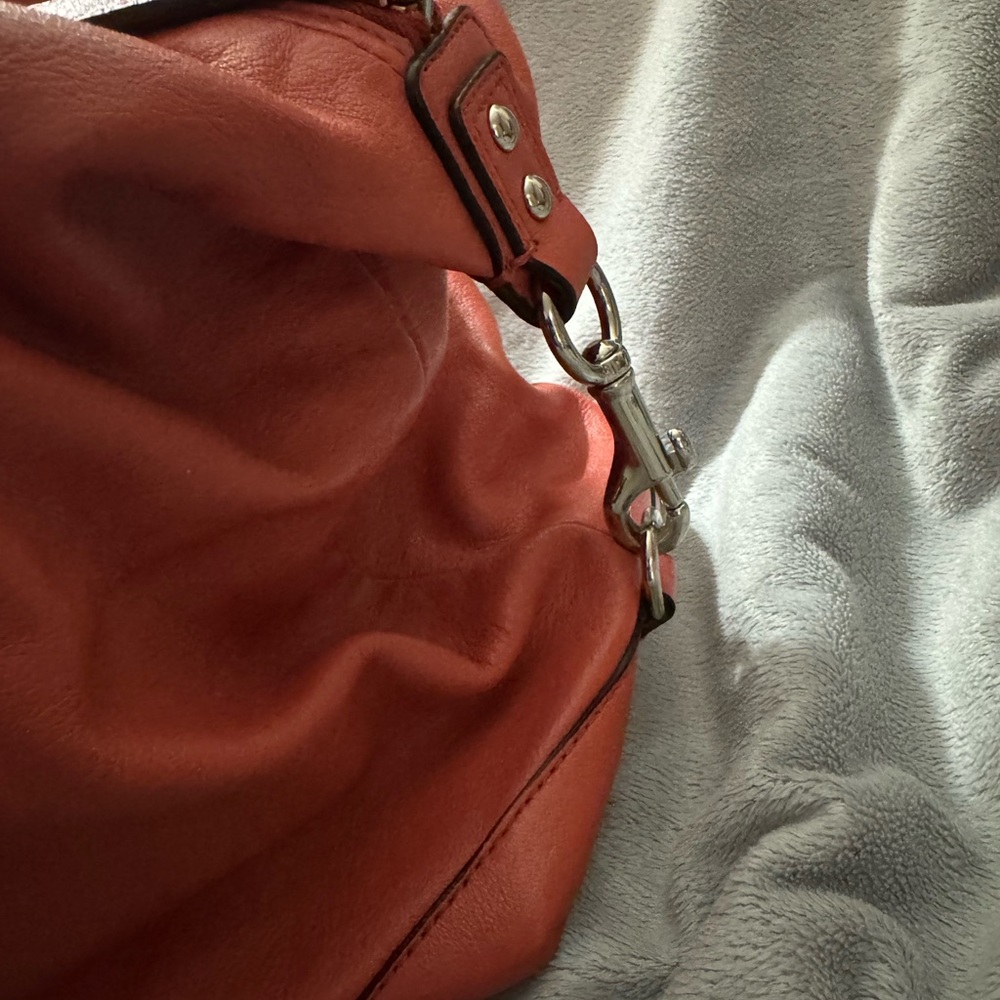 Coach 2012 Ashley Coral Leather Satchel with Silver Hardware and Dust Bag - Picture 10 of 12